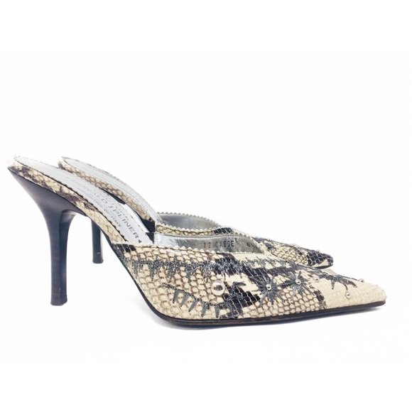 SOLD ❌ Donald J Pliner Couture Croc Mules snake heels - Picture 5 of 8